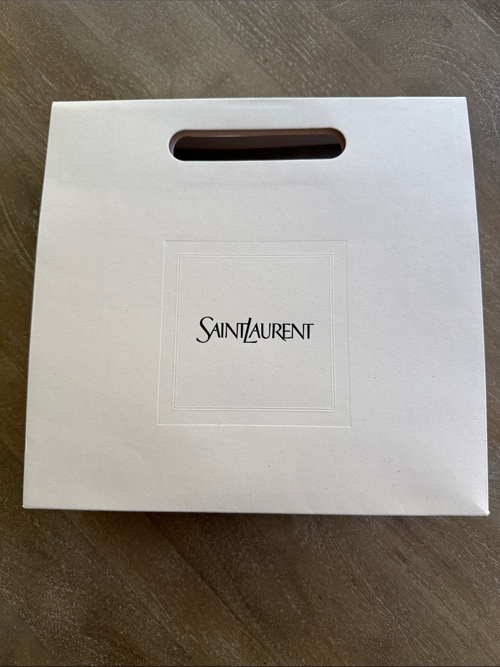 Saint Laurent White Embossed Logo Shopping Bag